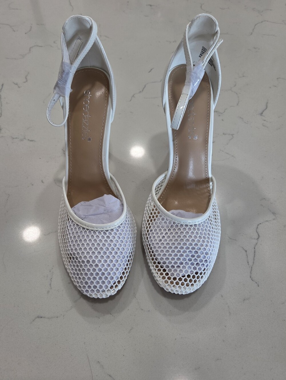 Seychelles White Mesh Ankle-Strap Heels